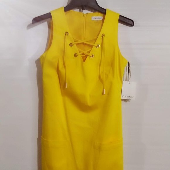 Calvin Klein Dresses & Skirts - Calvin Klein Lace Up V-Neck Tank Dress Size 2 NWT